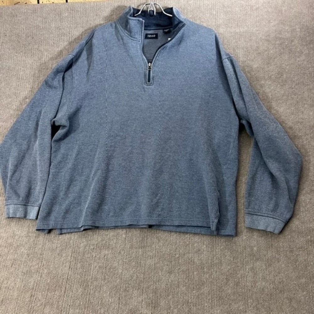 IZOD XL Mens 1/4 Zip Pullover Long Sleeve Knit Casual Sweater Blue